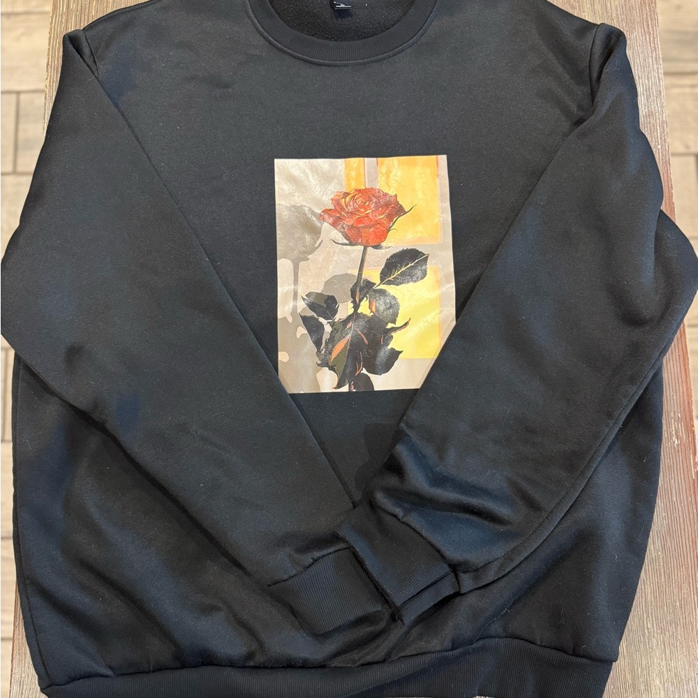 Black Rose Print Men's Sweaters